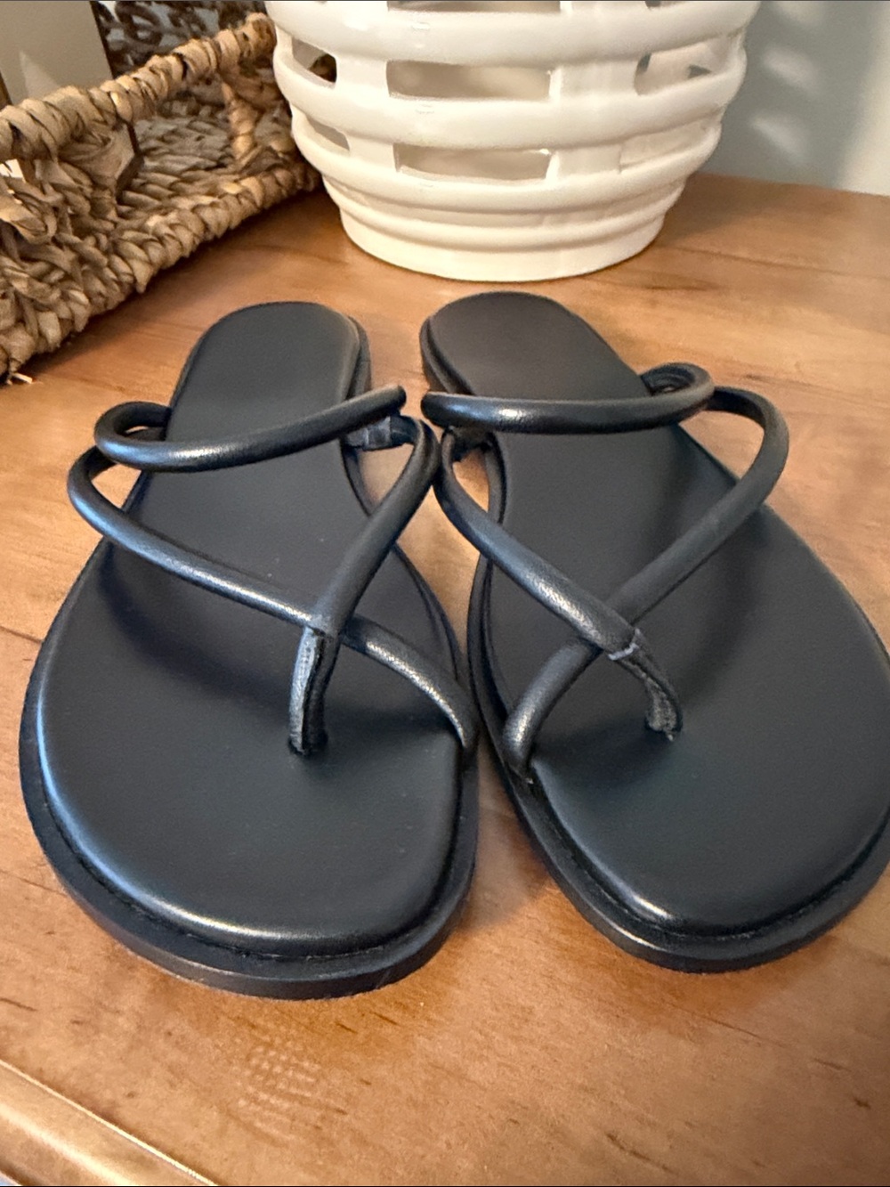 Vince Black Strappy Slide Sandals